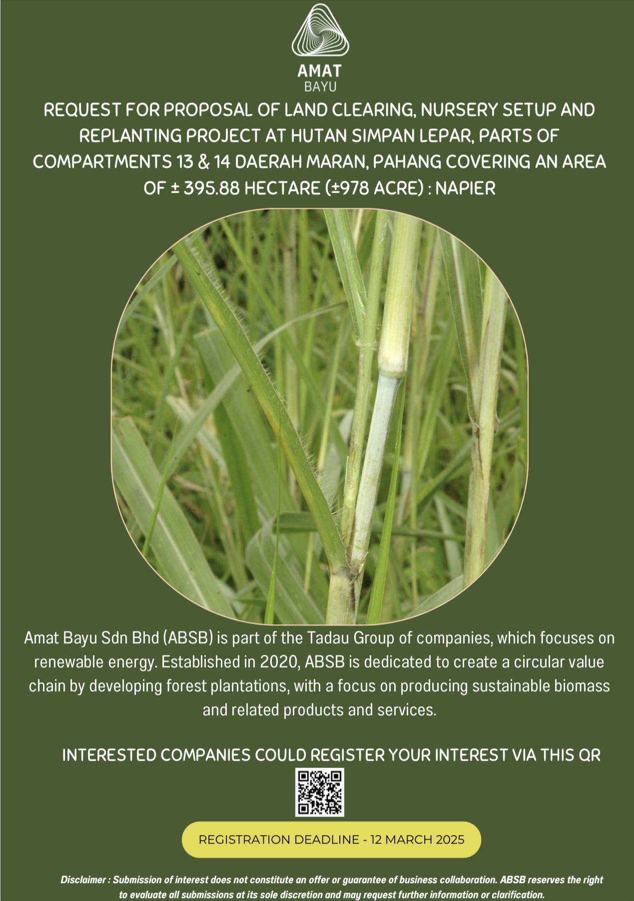 RFP INVITATION – Napier Planting (395.88 Ha)